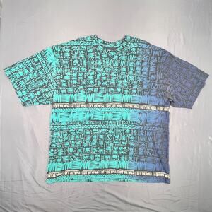 Vans Rowan Tee XL Blue Green Gradient All Over Print Loose Fit Skate